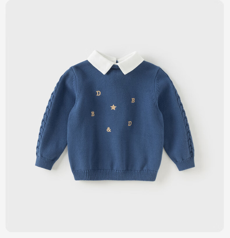 DAVE & BELLA Kids Pullover Sweater Boys Cotton Knit Fake Two-Piece Autumn Shirt 3
