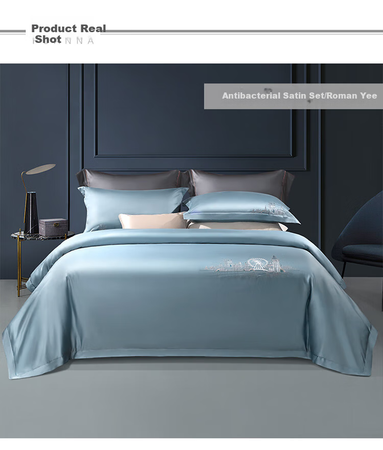 FUANNA High-End Bedding Set of Four Pieces, 120s Double-Ply Long-Staple Cotton, Class A Sateen Bedsheet Set, 203*229cm, Holy 10