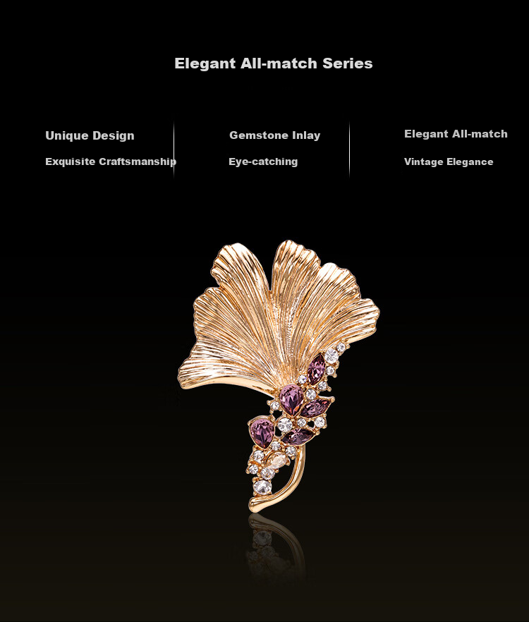 Eternelle French Ginkgo Leaf Brooch, High-End Exquisite European And American Luxury Accessory, Crystal Brooch Pi 2