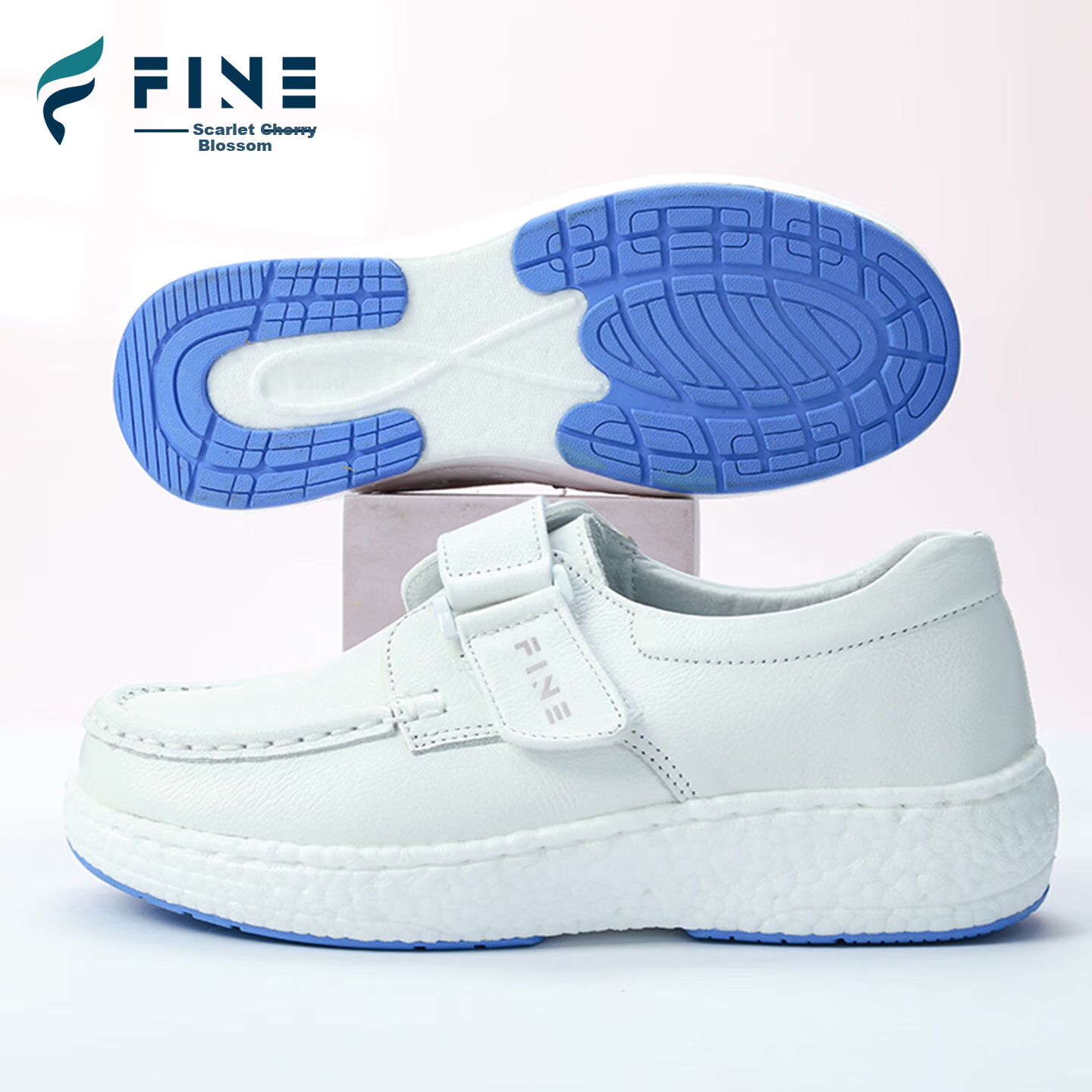 Feiying Popcorn Style Nurse Shoes for Women, Top-Grain Leather, Soft Sole, Comfortable, Breathable, Medical Work Shoes, BT1957 White, Size 36