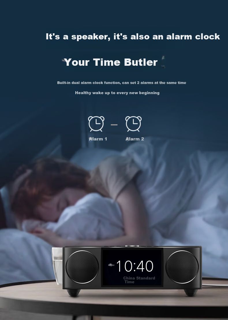 Soaiy Bluetooth Speaker Alarm Radio All-In Computer High-Quality Smart Portable Subwoofer Wireless Music Player with Card Slot LCD S69 Black 11