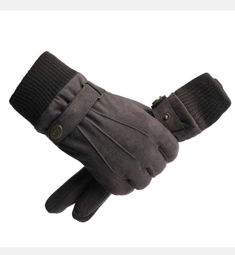 JEEP Winter Men's Fleece-Lined Thickened Leather Touchscreen Riding Gloves Windproof Warm Motorcycle Gloves 14