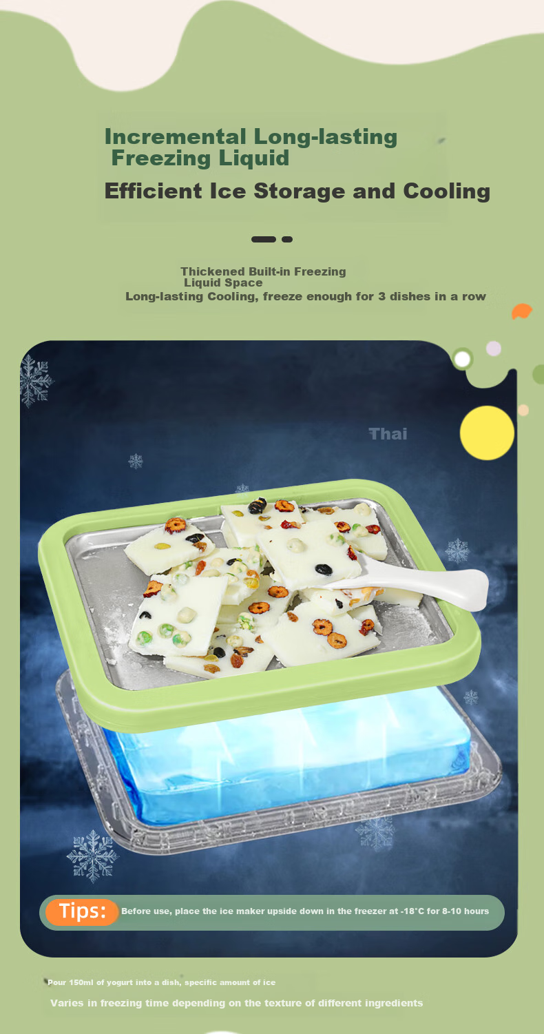 CHIGO Fried Yogurt Machine, Fried Ice Cream Machine, Children's DIY Ice Cream Maker, Home Use Slush Machine, Ice Making Tray CBP03, Gree 6