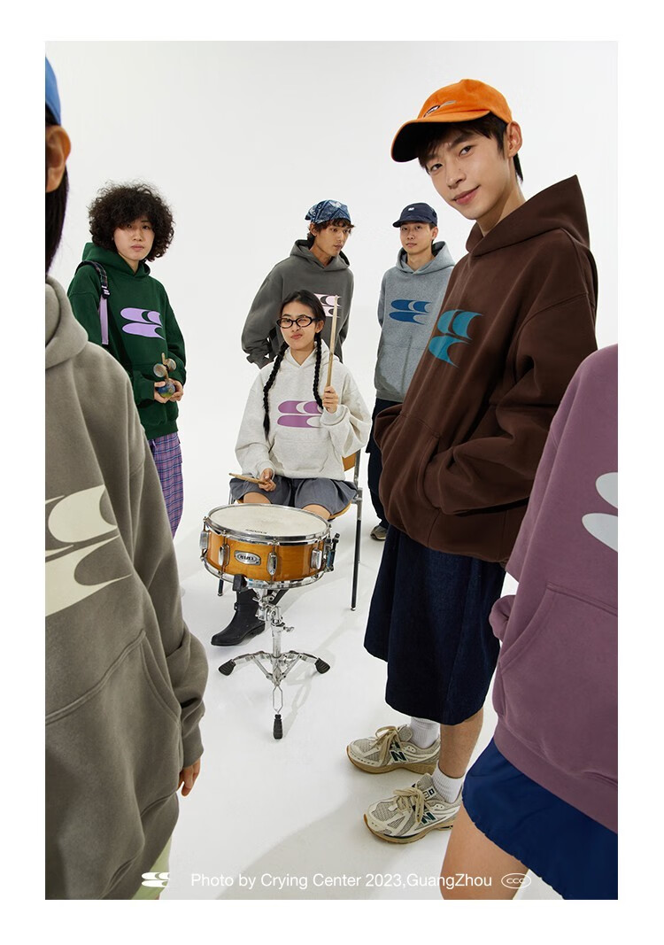 CryingCenter Logo Print New Style Fleece-Lined Thickened Xinjiang Cotton Hoodie Dark Green L 5
