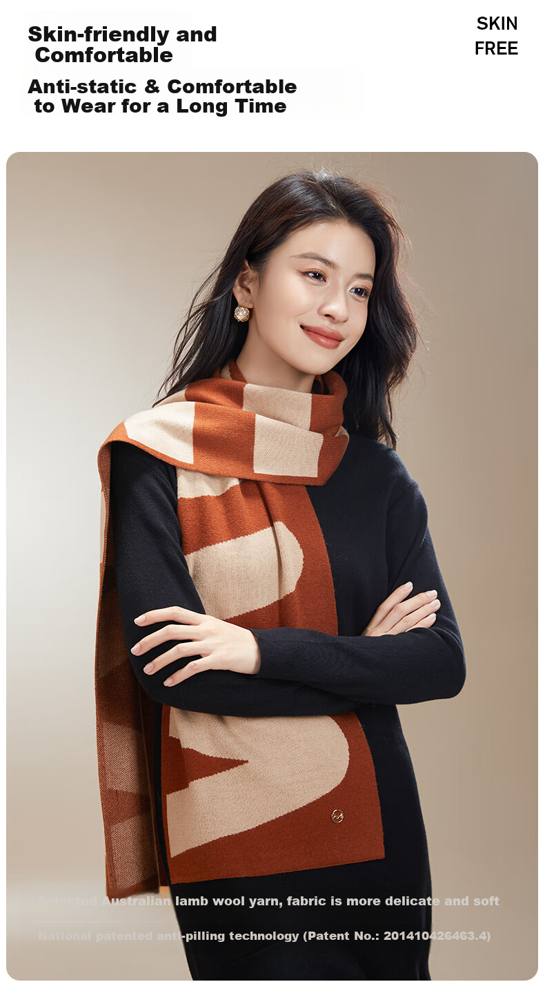 MiiOW Scarf for Women, Autumn And Winter Ladies' Wool-Blend Warm Neck Warmer, Gift for Girlfriend, National Day Birthday Present, New Year Gift Box Set 7