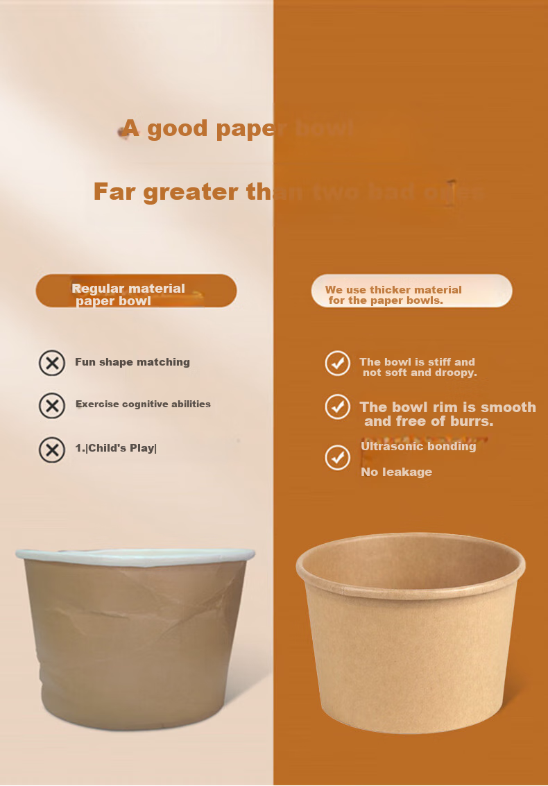Jianaishenghuo Disposable Paper Bowls, 550ml*100 Pieces, Bamboo Fiber Soup Bowls for Hot And Sour Noodles, Rice Noodles, Takeout Bowls, without Lids 4