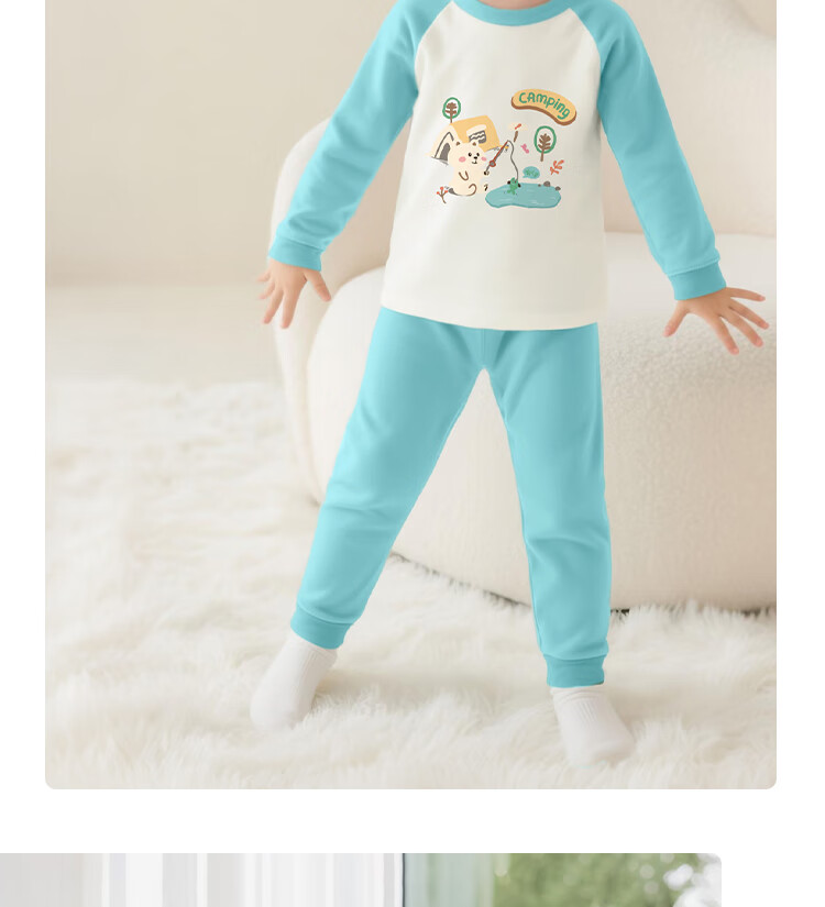 Badibadi Baby Toddler Pure Cotton Autumn Thermal Set Boys Girls Pajamas Pink Plush Bear 100 6