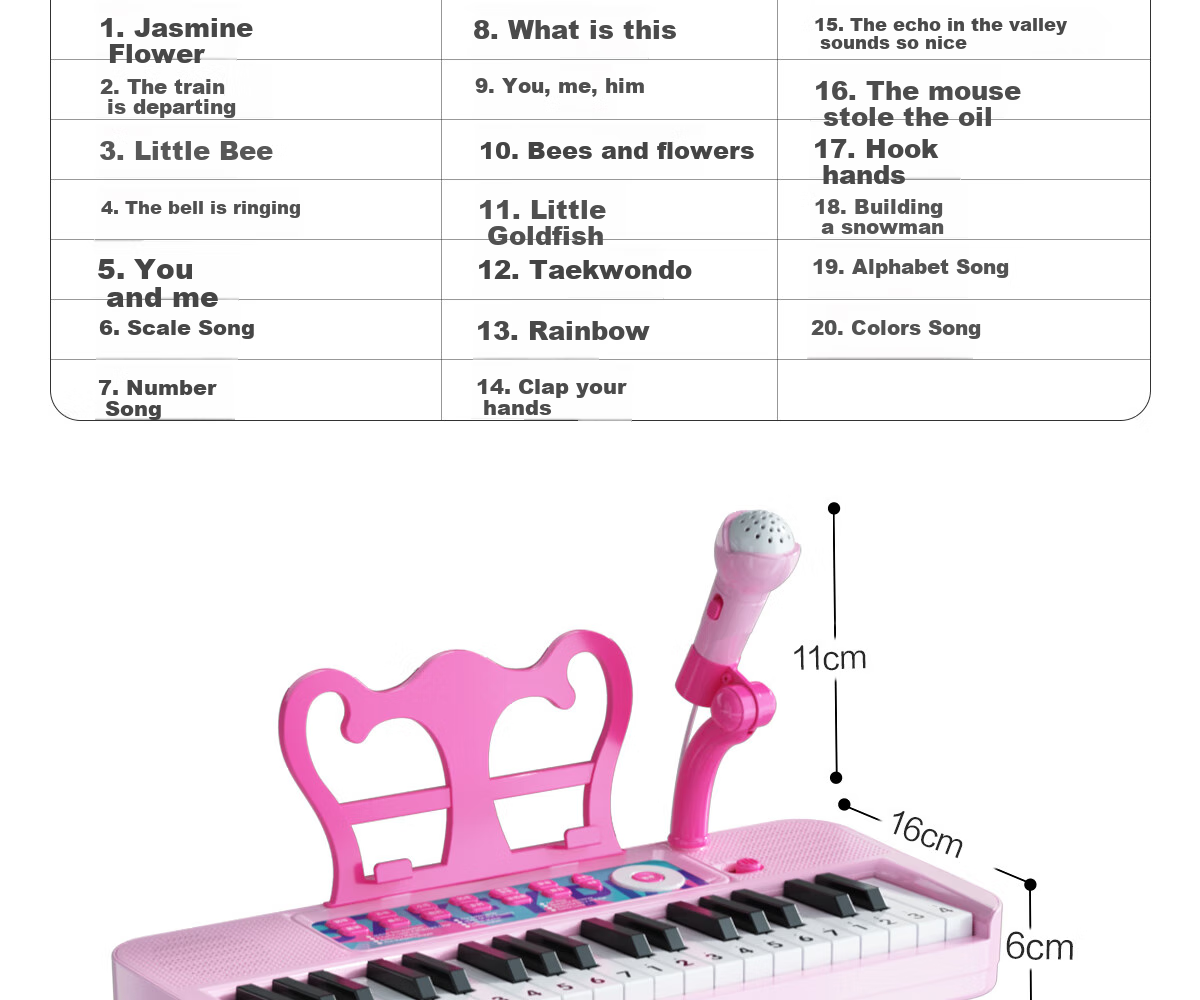 Xinge Electronic Keyboard Children's Piano 3-10 Gift Musical Instrument Playable for Beginners with Microphone for Singing 9
