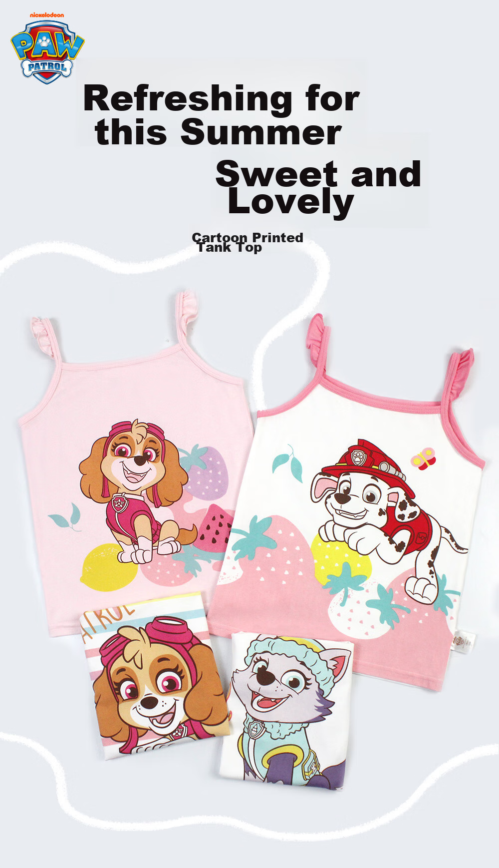 PAW PATROL Children's Vest, Girls' Thin Undershirt Camisole, Casual Sleeveless Belly-Protecting Baby Clothing PA1730 100 1