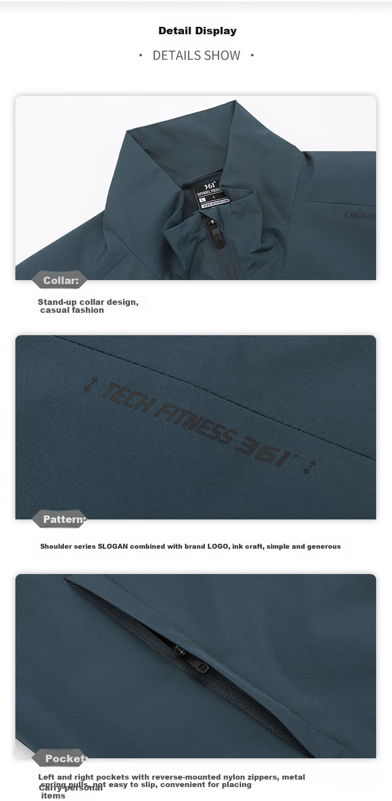 361° Men's Jacket, Spring And Summer, Water-Repellent, Stand-Collar, Sports Outdoor Jacket, Windbreaker for Men, 652534603-1 33