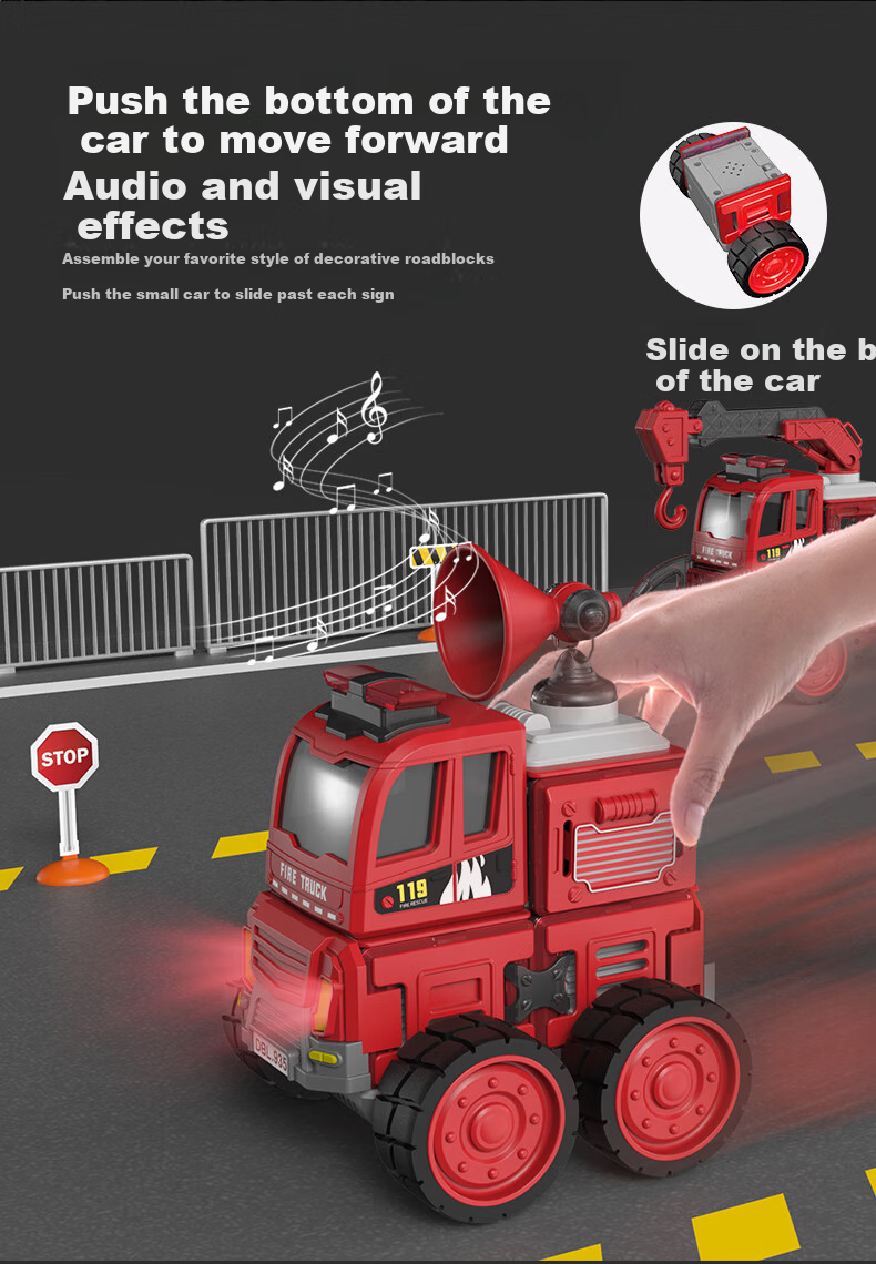 DanBaoLe Children's Toy Car, Magnetic Assembly Fire Truck with Lights And Smooth Movement, Gift for Kids Aged 3-6 Years Old 6