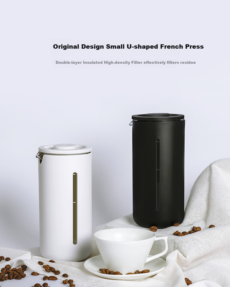 Timemore Small U French Press 450ml, Pour-Over Coffee Maker, Glass Coffee Filter Cup, French Press 1