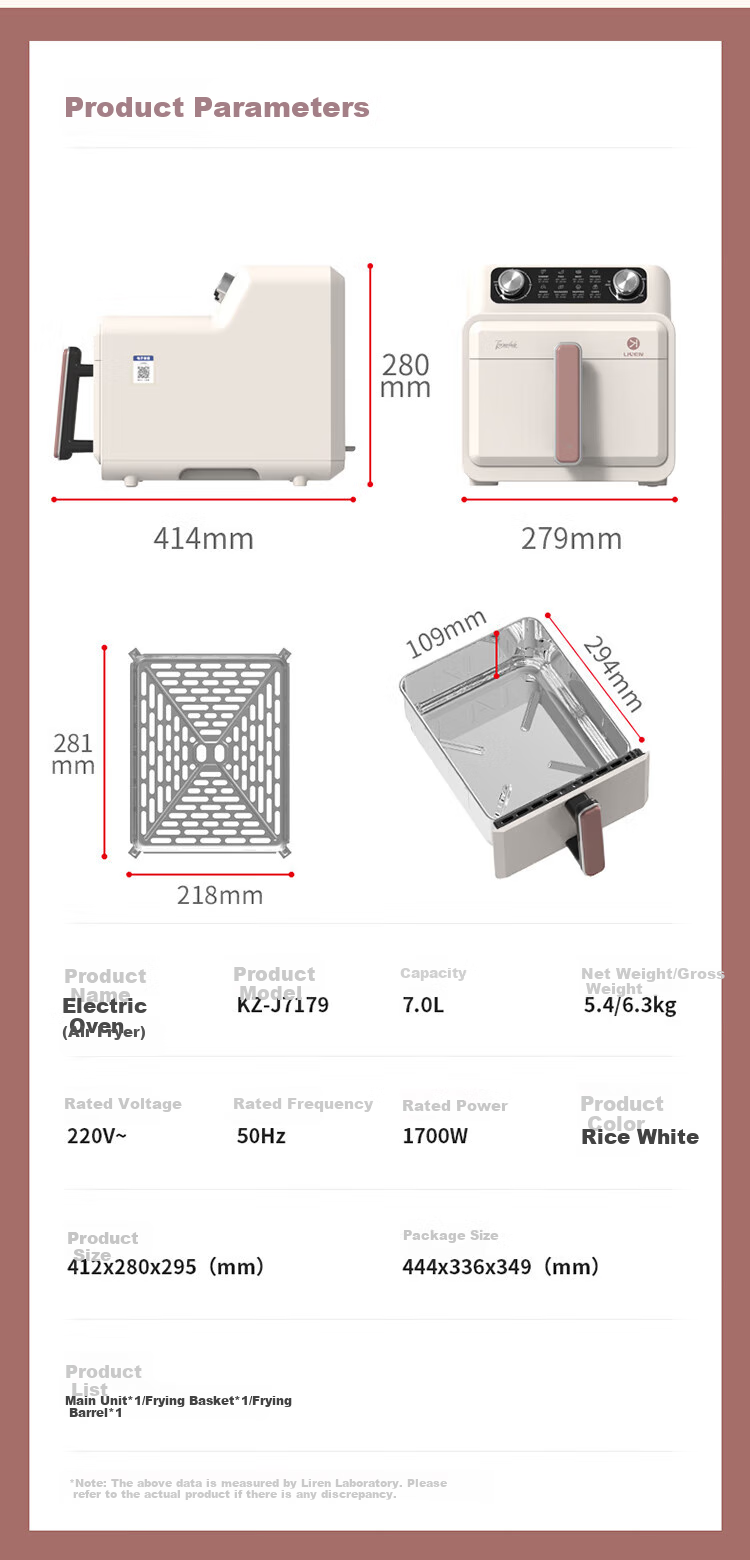 Liven Air Fryer for Home Use, Non-Coated 304 Stainless Steel Frying Basket Inner Pot, 7L Visible Large Capacity Can Roast Whole Chicken, Metal Interior No Need to Flip Food in Oven KZ-J7179 16