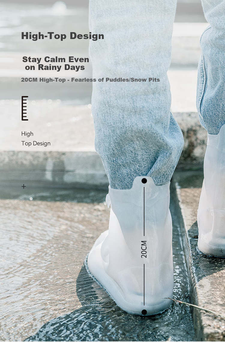 BANANA TRIP Rain Shoe Covers for Men And Women, Flexible Thickened Wear-Resistant Flat High-Top Portable Rain Shoe Covers XXXL 5