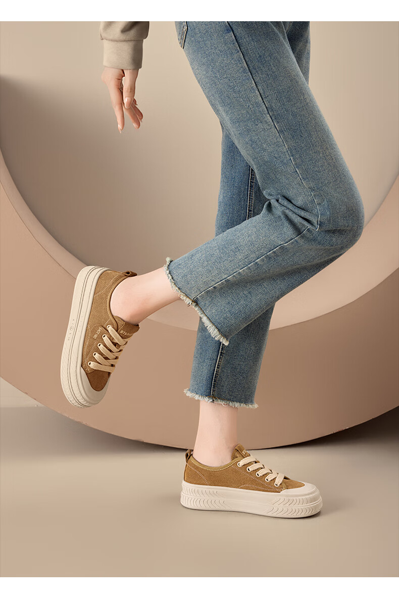 St&Sat Women's Platform Sneakers 2025 New Autumn Winter Height Increasing Casual Retro Slip-On Soft Sole Canvas Shoes 6