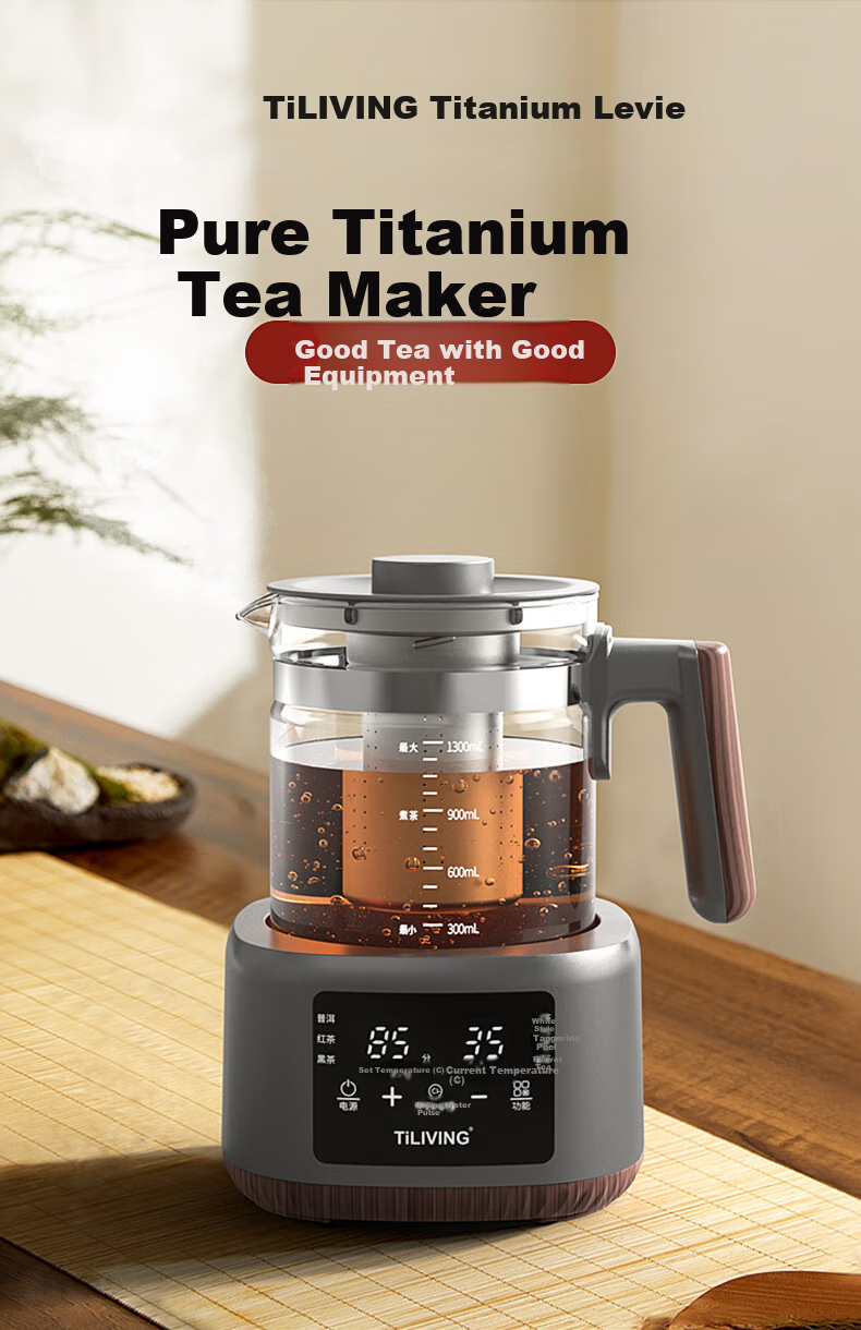 TILIVING (Titanium Living) Pure Titanium Tea Brewing Pot, Office Tea Maker, Home Constant Temperature Kettle, Electric Kettle, Tea Steamer, Tea Infuser 1