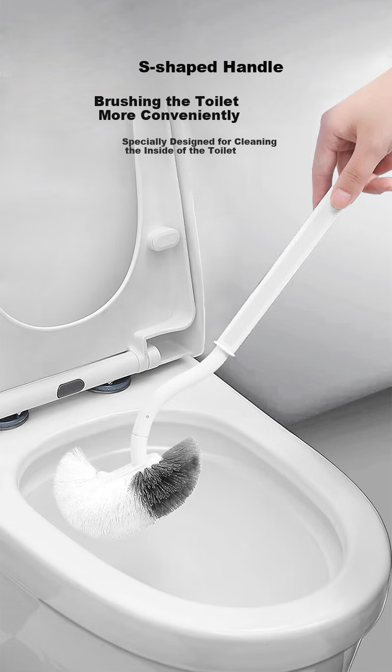 Baoshi Suction Cup Toilet Brush Set, Bathroom Cleaning Brush, Toilet Cleaner without Dead Angles, Extended Handle with Storage Space 3