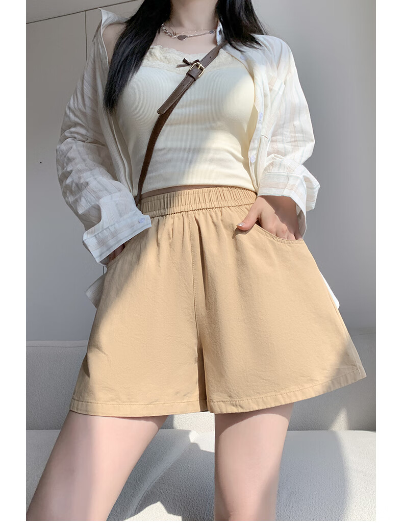 LangSha Women's Summer Thin High Waist Wide Leg Shorts Loose Casual Sports Pants Straight-Leg Work Shorts 18