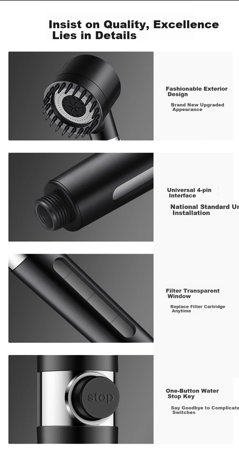 JROR [Germany] Pressurized Shower Head Set of Three, Bathroom Filtered Shower Head, Bathroom Shower System 14