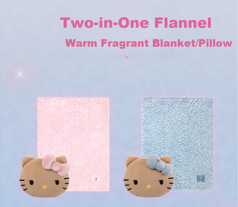 Tbh Sanrio Hello Kitty Two-In Flannel Blanket/pillow Throw Cushion Nap Blanket Air Conditioning Quilt 3