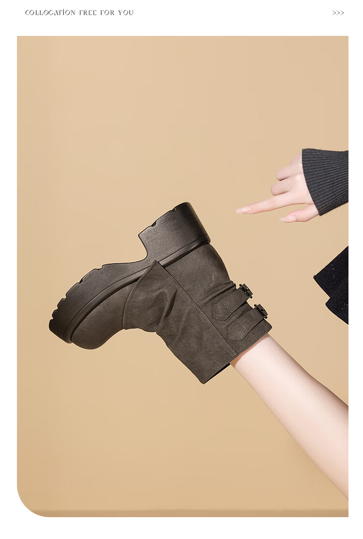 Josiny Platform Fashion Boots Women 2025 Autumn Winter New Stylish Mallard Short Boots British Style Martin Boots Yellow Brown Size 37 12