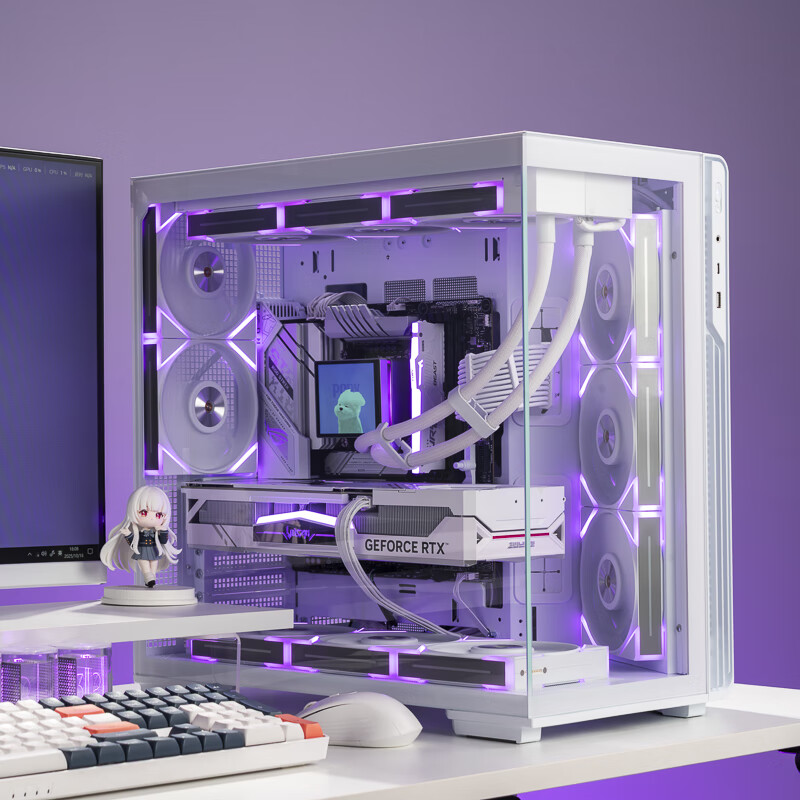 Aigo Starry Sky White Gaming Desktop Computer Case, ATX Motherboard, Supports 360mm Water Cooling, Left And Right Compartment Design, 5090 Graphics Card Compatible