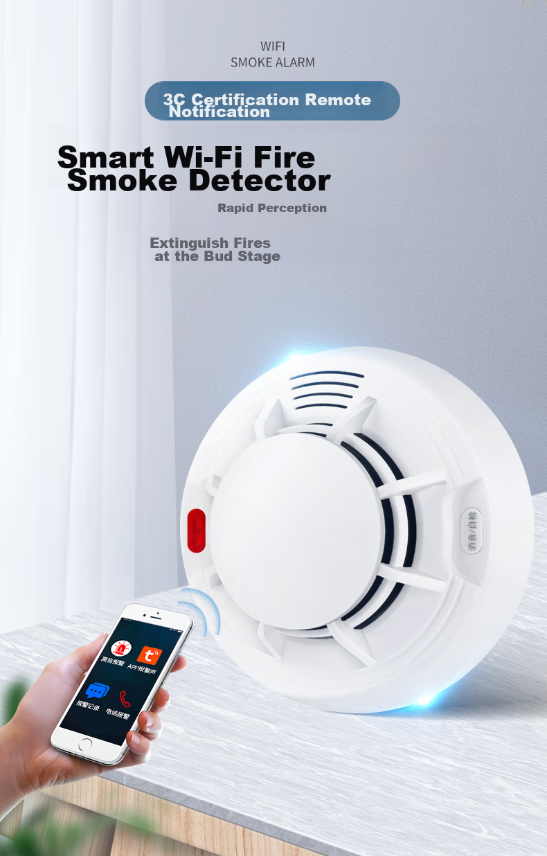 LFang PS-819D WIFI Smoke Alarm, 3C Certified Fire Detector for Home Use, Remote Mobile Phone Notification, Smoke Sensor 1
