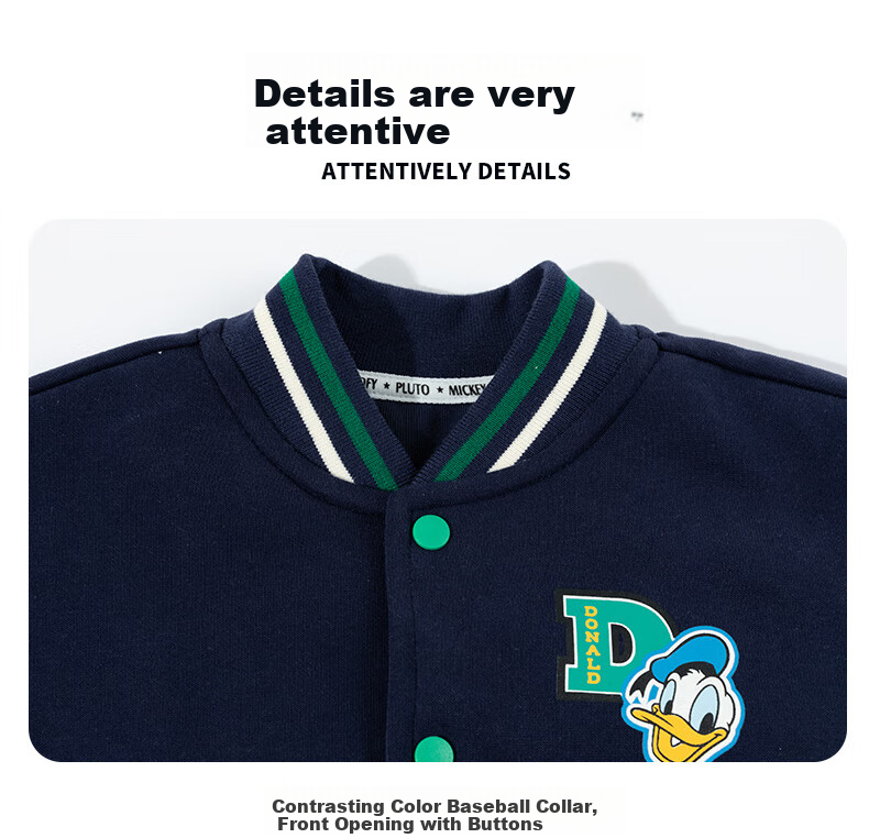 Disney Spring And Autumn Boys' Clothing, Preppy Style Fashion Casual Cartoon Jacket, Comfortable Warm Wear-Resistant Coat, Navy Blue, Size 110 12