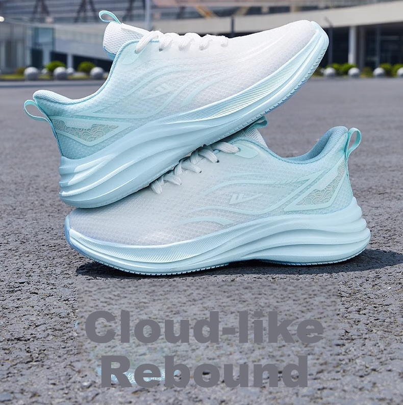 Warrior Women's Shoes, Spring And Summer New Style Breathable Mesh Sneakers, Soft-Soled Shock-Absorbing Running Shoes for Women, 4636 White Blue, Size 37 2