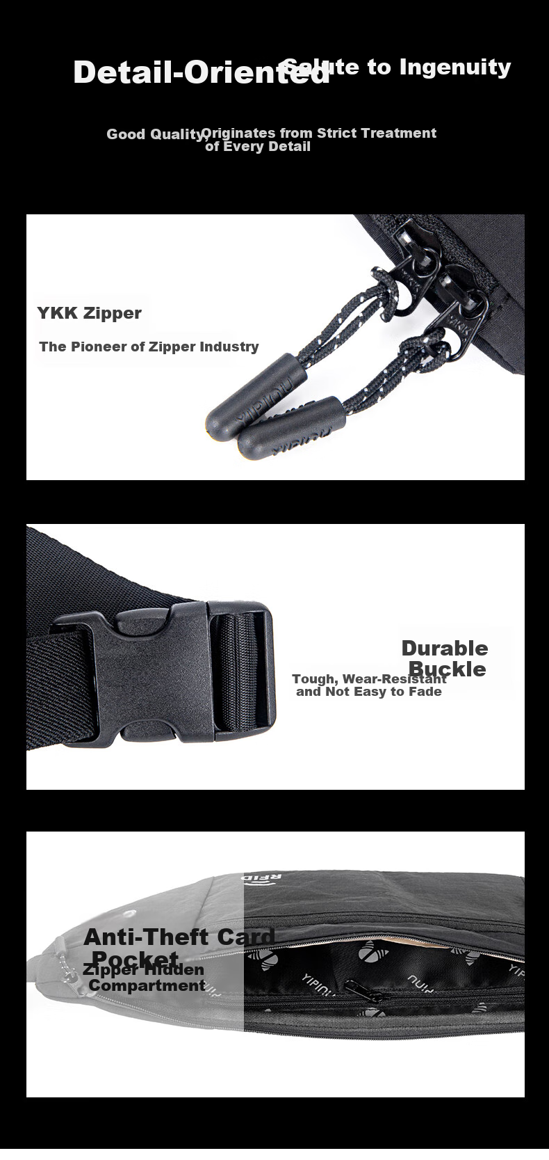 Zhanshuniao RFID | Anti-Theft Waist Bag for Travel, European Tour Invisible Crossbody Bag, Lightweight Phone And Key Holder 9