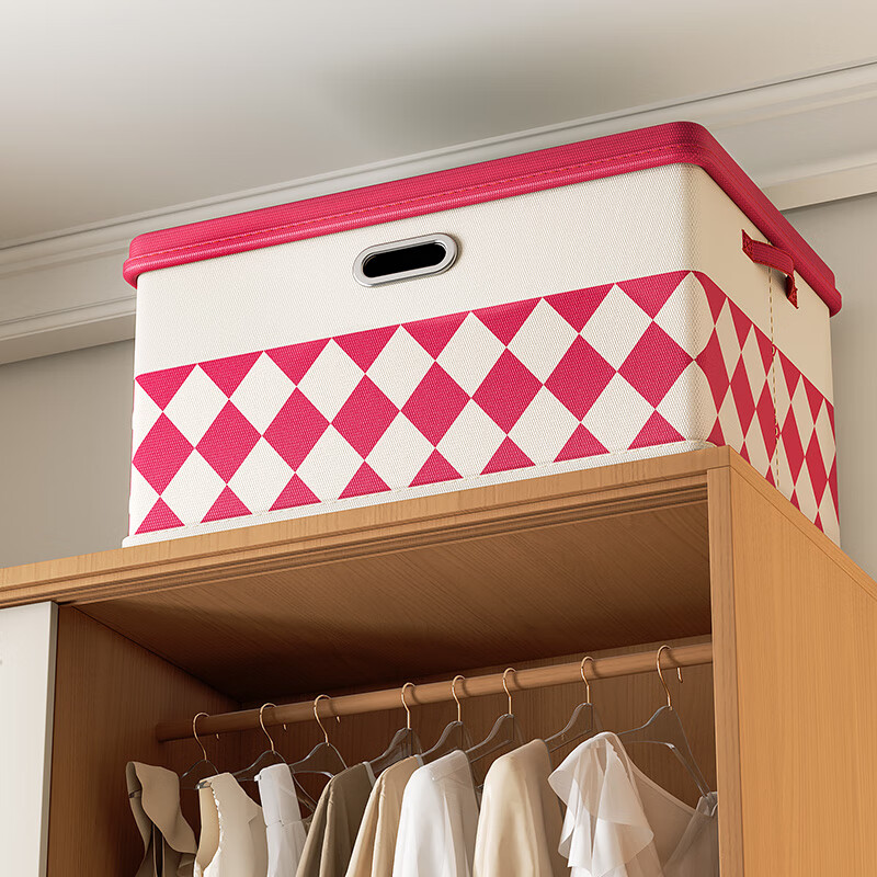 Natural House Large Foldable Clothes Storage Box for Home, Pink, Large Capacity
