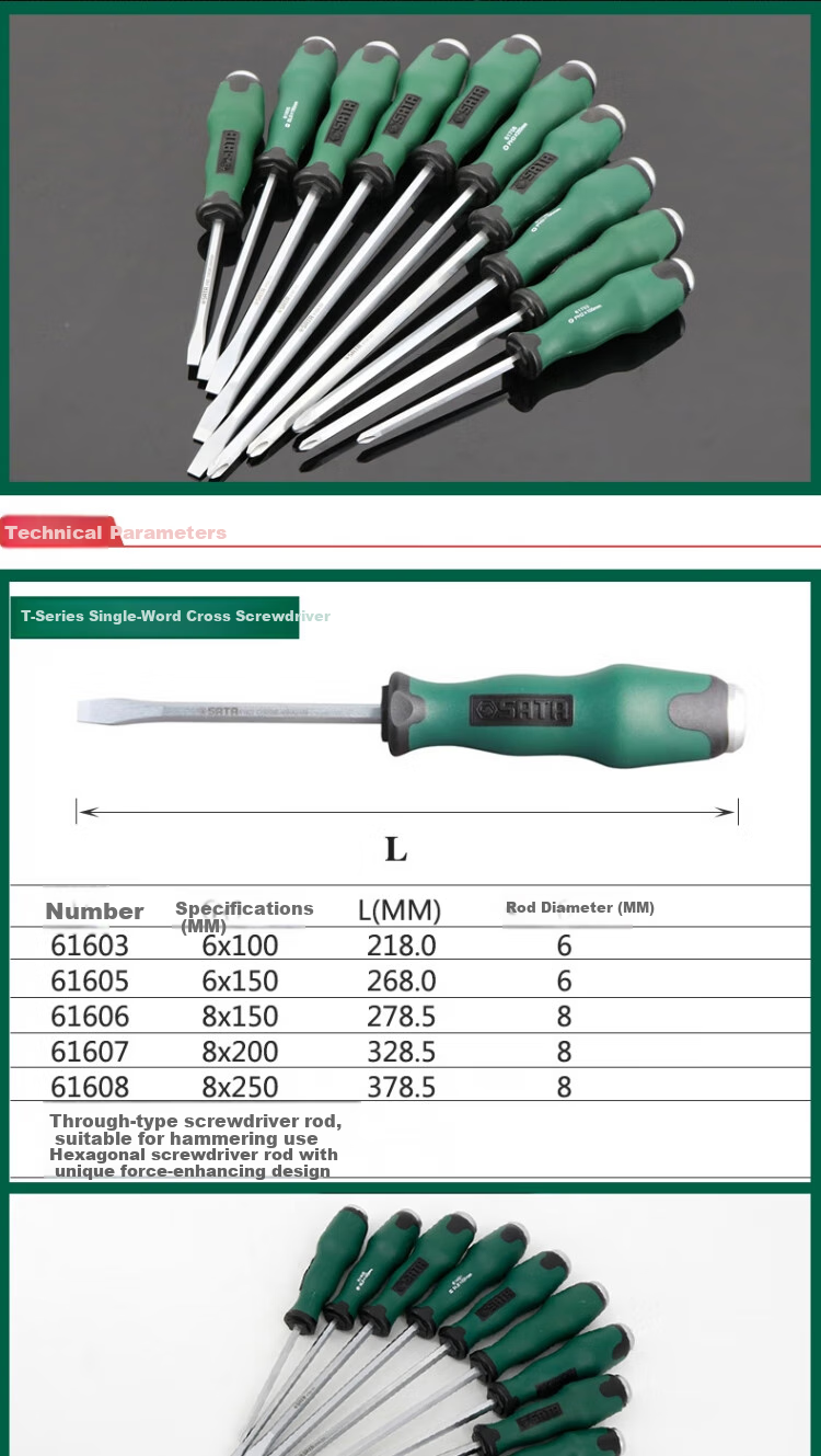 Shida T Series Through-Hole Flat Screwdriver, 8X150mm, 61606 1