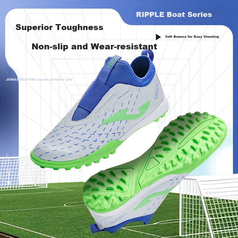 JOMA Children's Soccer Shoes, TF Turf Studs, Non-Slip, Wear-Resistant, for Youth And Students, Professional Competition Football Training Shoes, Gray-Blue, Size 37