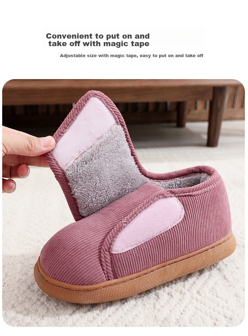 GUOLUOFEI Velcro Slip-On Cotton Shoes for Men And Women, Winter Fleece-Lined Thick Non-Slip Warm Shoes for Mothers And Elderly 5