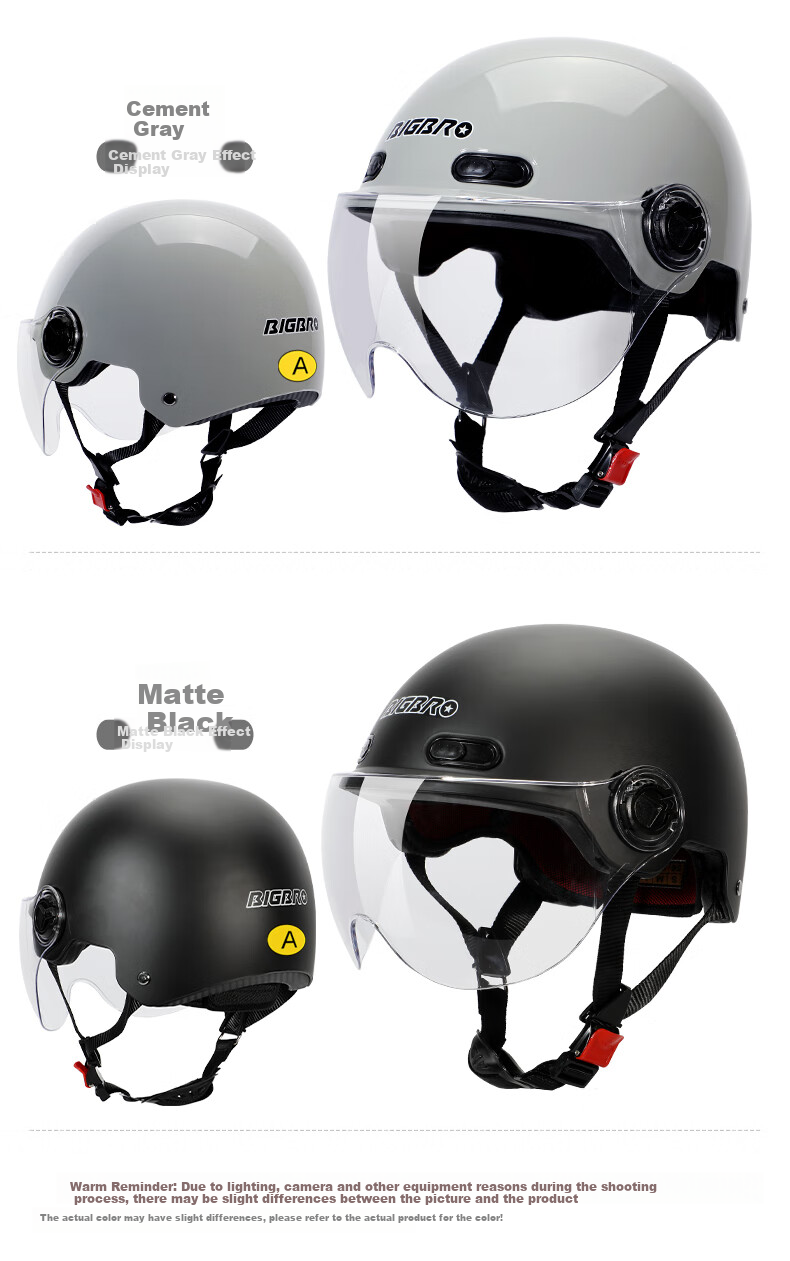 BIGBRO 008 Off-White New National Standard 3C Electric Motorcycle Helmet for Men And Women, Summer Sun Protection All-Season Universal Electric Scooter Summer Half Helmet 8