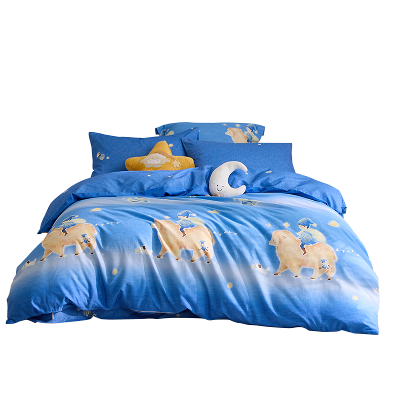 Luolaikids Three-Piece Set, Maternal And Infant Class A Pure Cotton Brushed Dormitory Single Bed Fitted Sheet, Duvet Cover, Pillowcase
