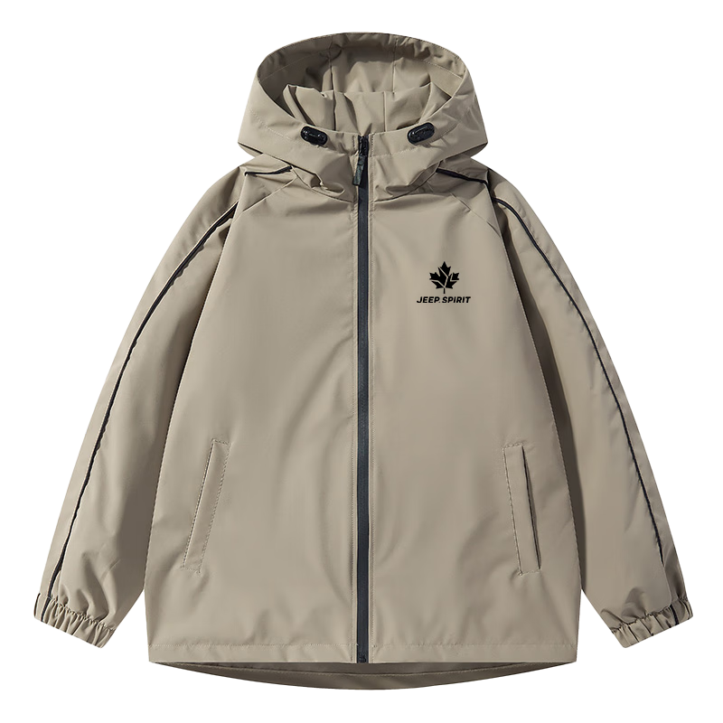 JEEP SPIRIT Men's Hooded Jacket Spring Autumn Outdoor Casual Windproof Sportswear Top