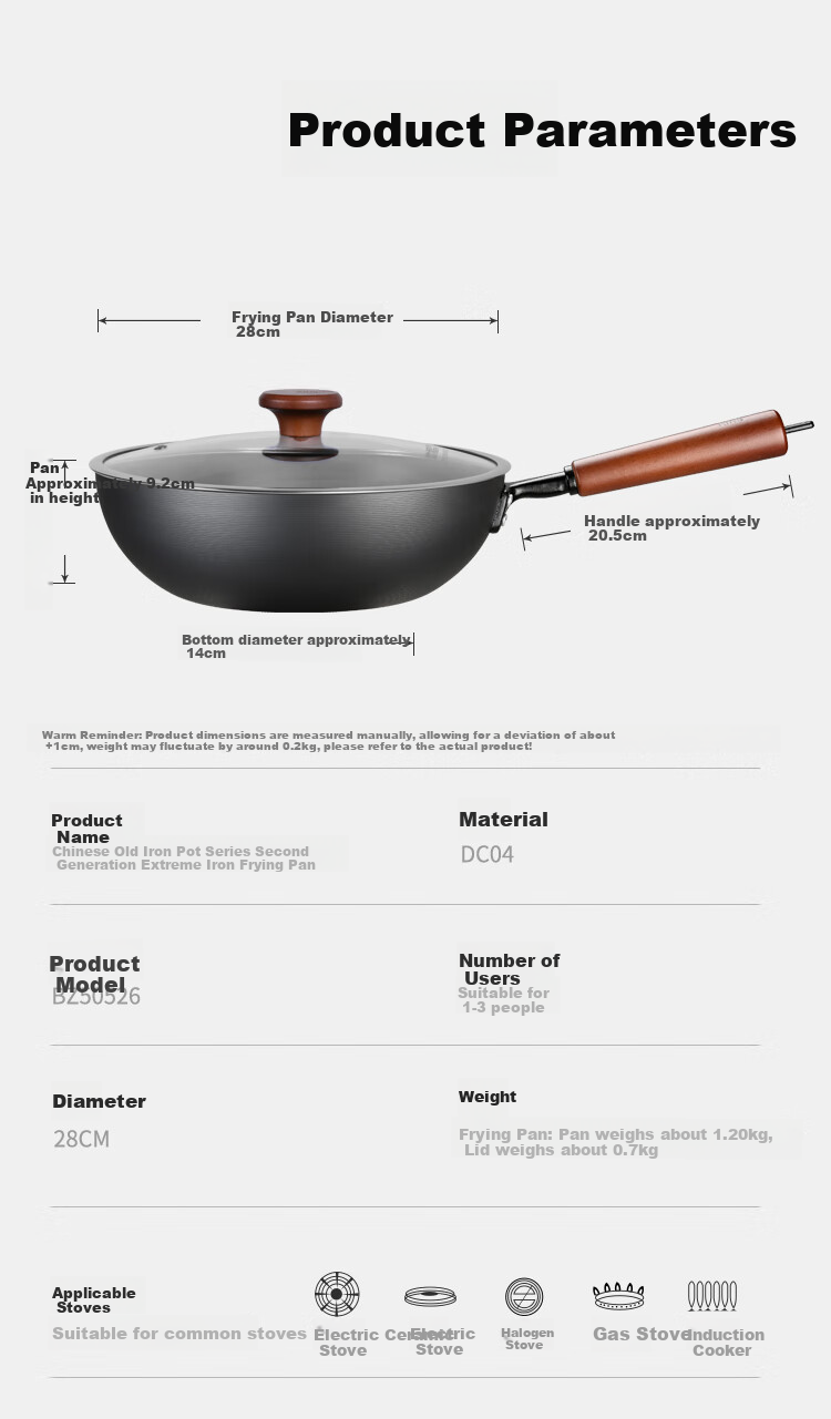 COOKER KING Wok Iron Pan for 1-2 People, Stir-Fry Pan 28cm Compatible with Induction Cooker, 2nd Generation Ultra Iron BZ50526 4