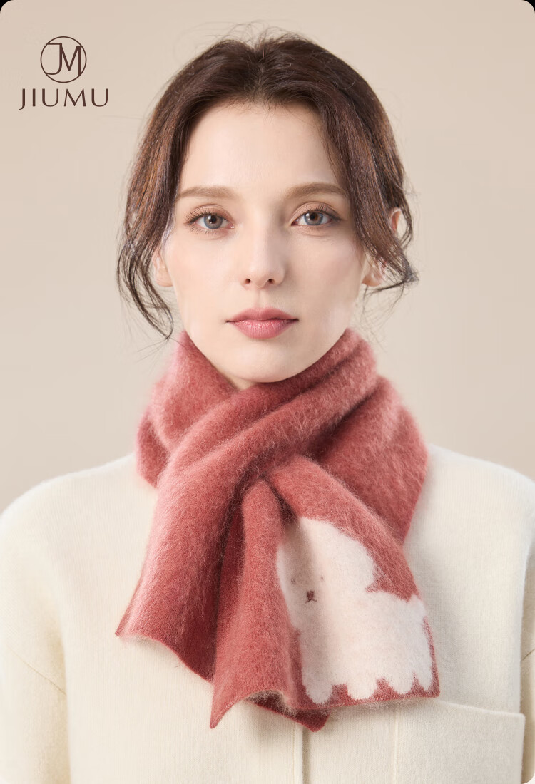 JIUMU Wool Blend Small Scarf Women Autumn Winter Warm Neck Warmer Lightweight Short Scarf 1