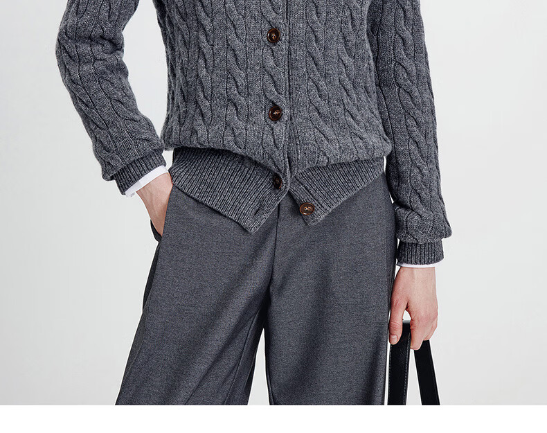 NaviKeel Italy Small Sailboat Women's 100% Wool Cable Knit Cardigan Sweater Jacket 2334094512 Light Gray M 33