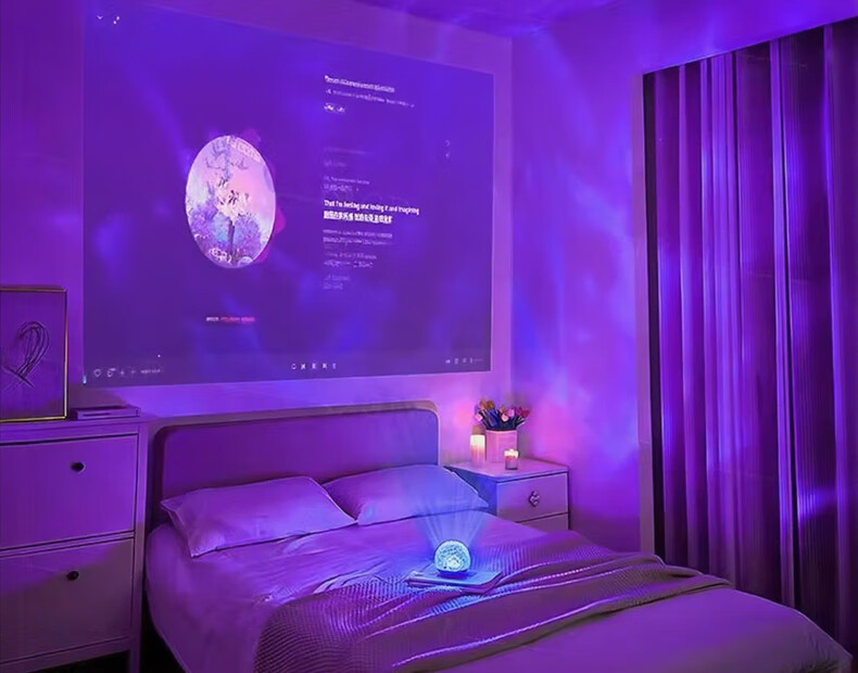 Jingqian Dynamic Water Ripple Atmosphere Light, Bedroom Bedside Night Light, Couple's Intimate Room Companion, Romantic Lovers Mood Light 1