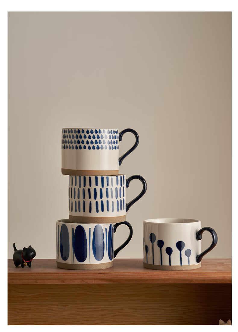 Siyue Ceramic Mug Home Breakfast Cup High-Value Red Striped Coffee Cup 450ml 21