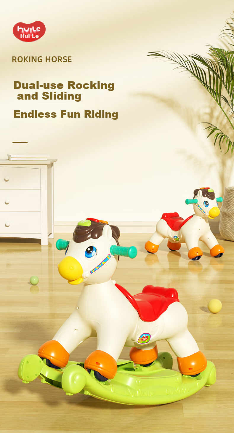 HUILE TOYS Rocking Horse Toy for Infants, Newborns, Boys And Girls, Toddlers, Early Education, Ride-On Toy, First Birthday Gift 1