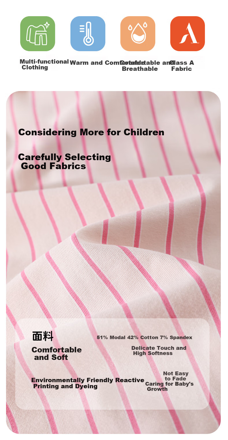 Zisehuayu Class A Modal Cotton Children's Pajamas, Girls' New Autumn Home Wear, Medium to Large Size Children's Set 2