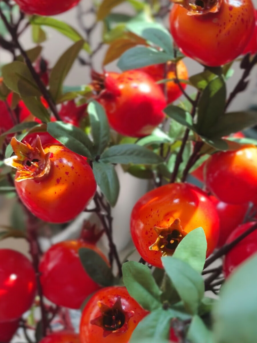 Qiju Yaji Persimmon Artificial Fruit Branches Chinese Festive Decoration Pointed Red 2 Stems 18 Fruits 20391 5