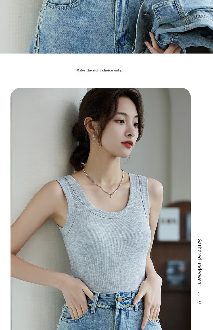 LangSha Women's Camisole Tank Top with Built-In Bra Pads, Modal Undershirt, Spring New Style, No Need to Wear Underwear, Beautiful Back Design, Outer Wear Base Layer 19
