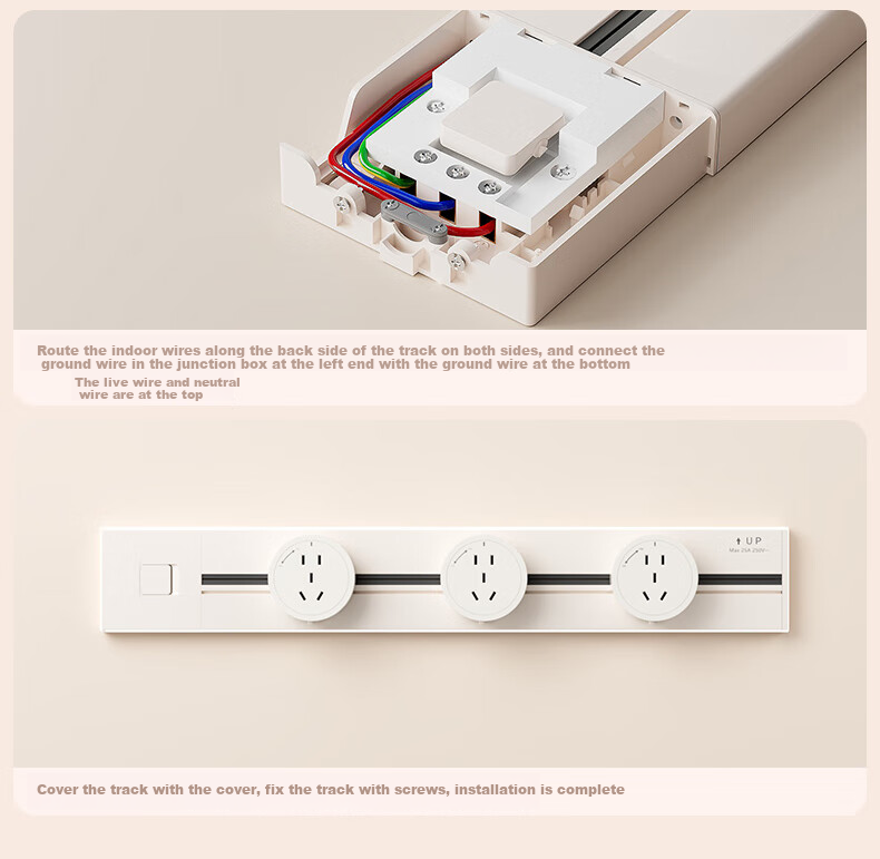 Shuxiang Household Kitchen Power Track Socket, Surface-Mounted Ultra-Thin Sliding Rail Socket, Wireless High-Power Island Countertop Sideboard, Movable Guide Rail Power Strip 4