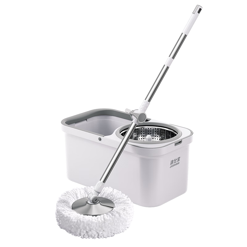 Jieshibao Rotating Mop 4-Head Household Hands-Free Effortless Spin Dry Mop with Bucket Set Absorbent Floor Cloth