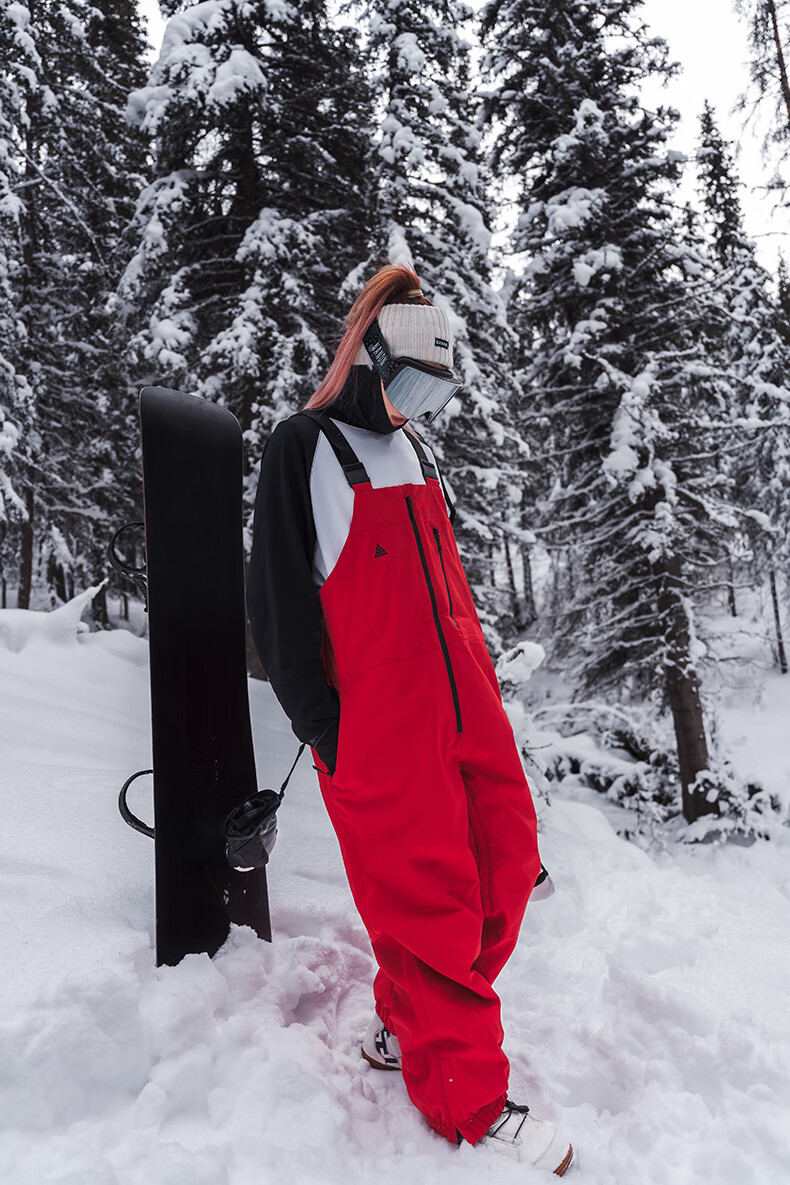 Nan En Single Board Ski Suit Bib Pants 3L Waterproof Thickened Warm Unisex Black M 20