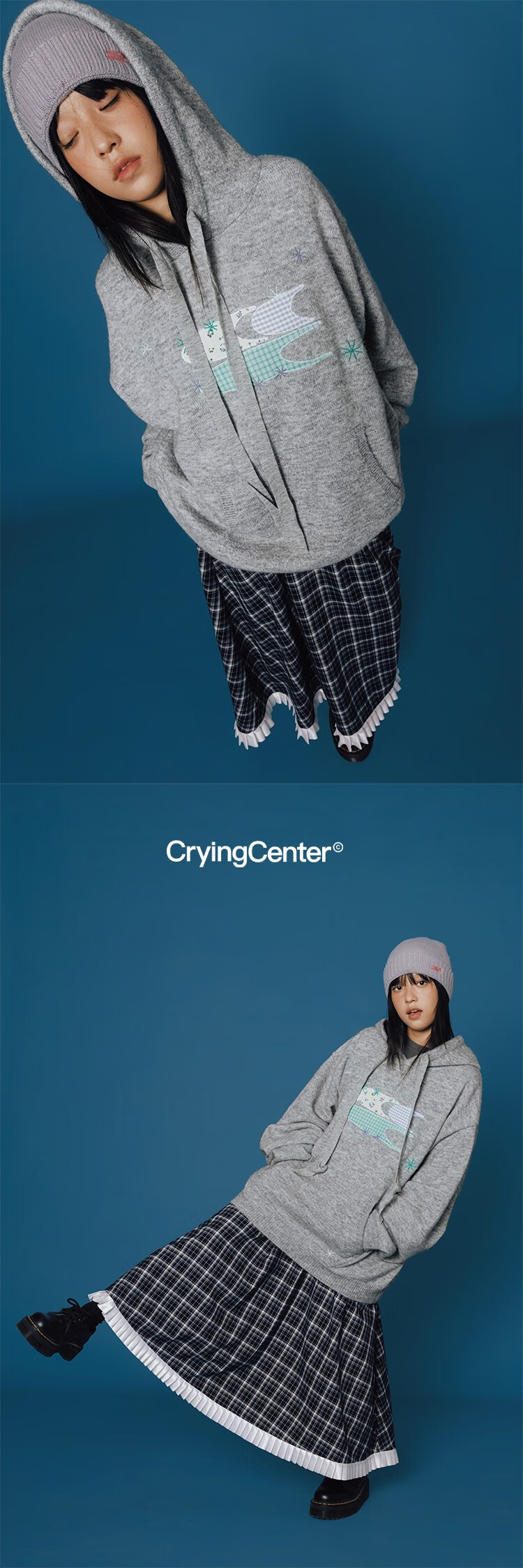 CryingCenter Patchwork Star 3C Hooded Sweater Unisex Heather Gray L 4